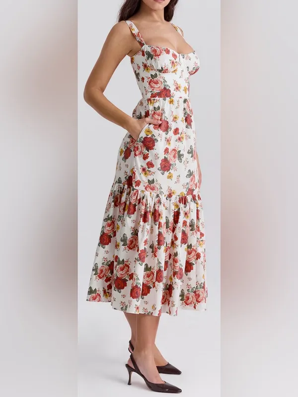 NEW HOUSE OF CB Elia Floral Sweetheart Neck Sundress Sz XL - Image 3