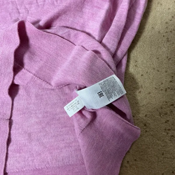 Banana Republic Merino Wool Short Sleeve Sweater Womens M Purple Tipped Pocket - Image 6