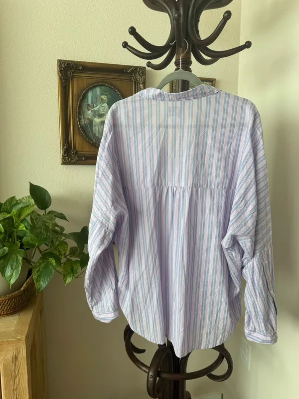 Urban Outfitters Purple Striped Button Up Shirt - Image 6