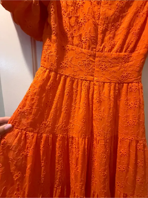 Showpo maxi orange Lace Dress with Puff Sleeves - Image 6