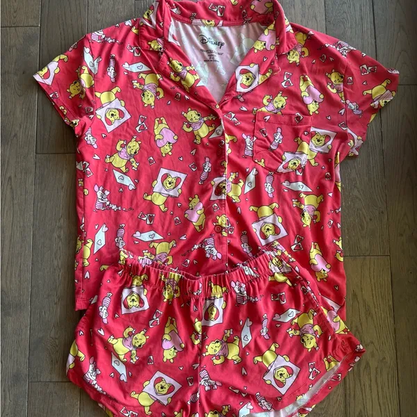 Disney Red Ladies Winnie the Pooh Print Pajamas Set XS - FITS LIKE A SMALL - Image 2