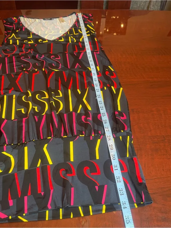 Vintage Miss Sixty Logo Print Sleeveless V-Neck Dress Made In Italy Sz S Y2K - Image 8