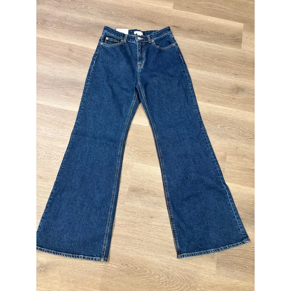 HM High Waist Flare Jeans Dark Wash‎ Full Length Denim Womens Size 6 NEW Boho - Image 2