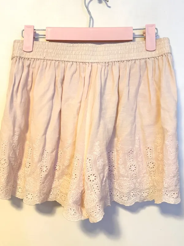 Rebecca Taylor High Waist Shorts Eyelet Lace Embroidered Hem Light Pink Womens 2 - Image 2