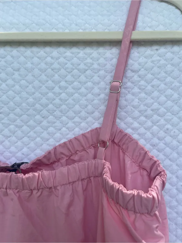 No Vacancy Women’s Pink Cargo Jumpsuit Size M NWT Utility Pocket Adjustable Stra - Image 7