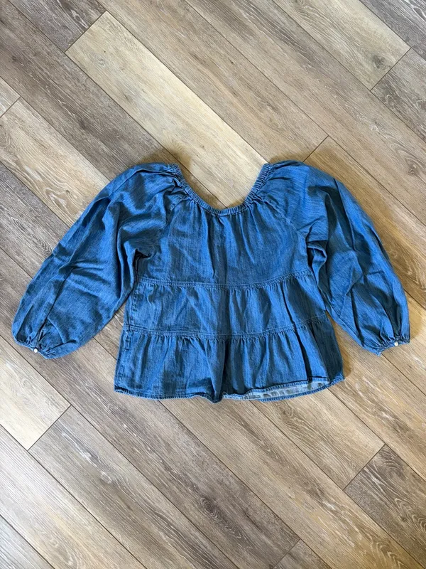 Old Navy Tiered Swing Long-Sleeve Denim Top - Image 8