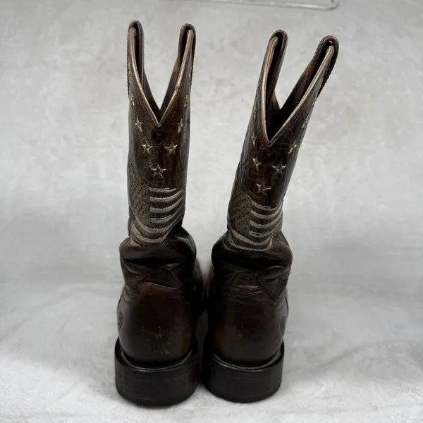Ariat Circuit Patriot Weathered Tan Leather Square Toe‎ Boots 7B Heritage - Image 10