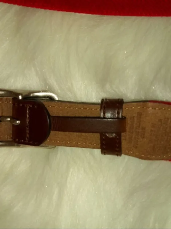 Woven Cotton Belt Chocolate Leather Silver Hardware in Red White Blue - Image 3