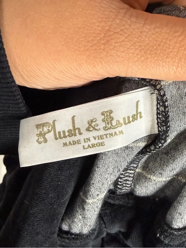 PINK Victoria's Secret Y2K Plush & Lush Velour Black & Gold Mis Sleeve Tunic Top — L - Image 7