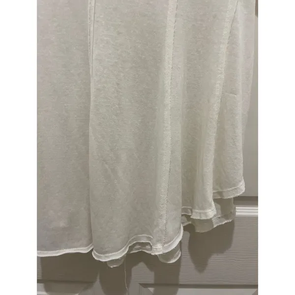We The Free Off White V-Neck Raw Hem Oversize Boho Top Small - Image 3