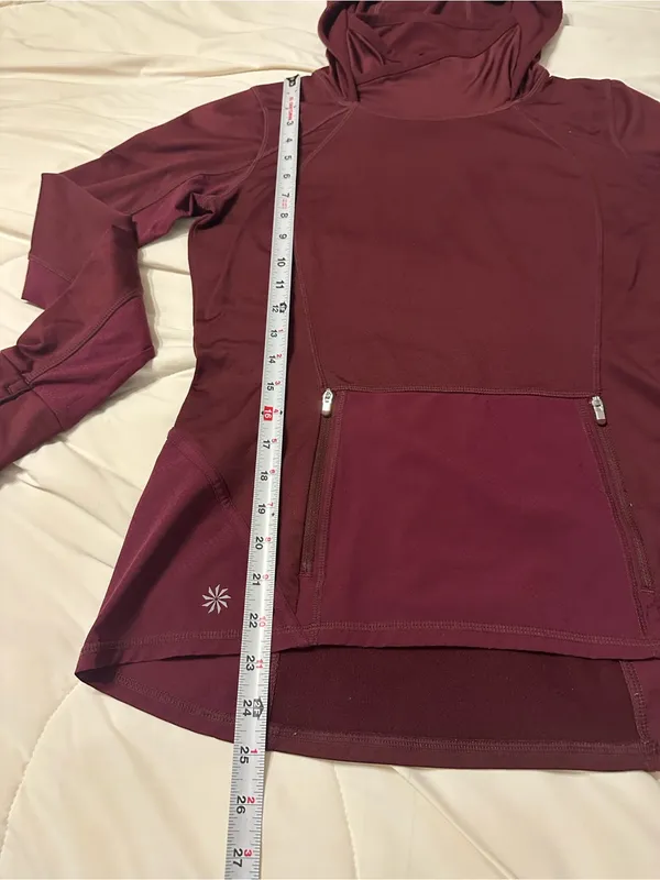Athleta Women's Tech Hoodie -Maroon Hooded Pullover Top - Size S/M (estimated) - Image 12