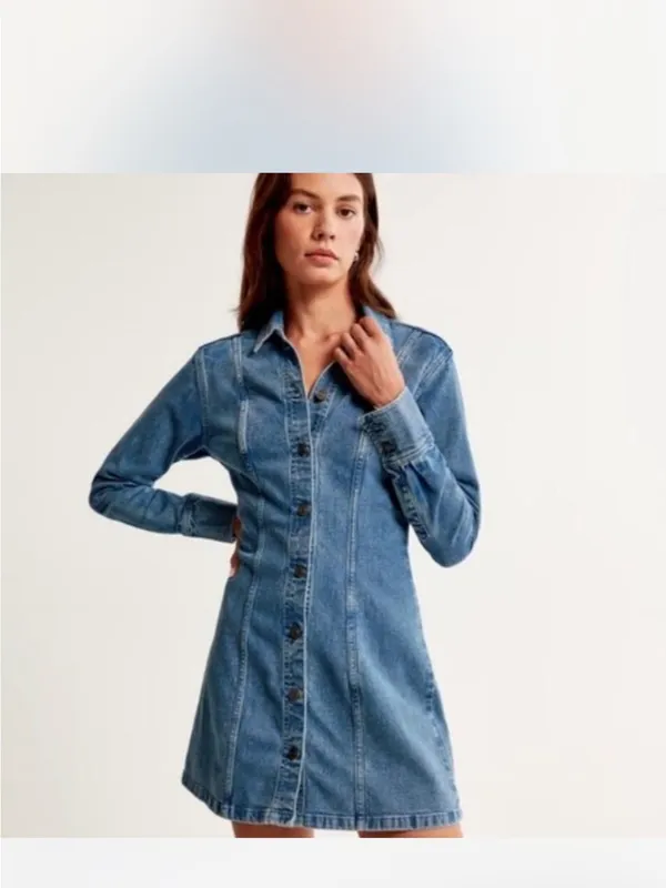 Abercrombie & Fitch Blue Denim Mini Dress - Image 2
