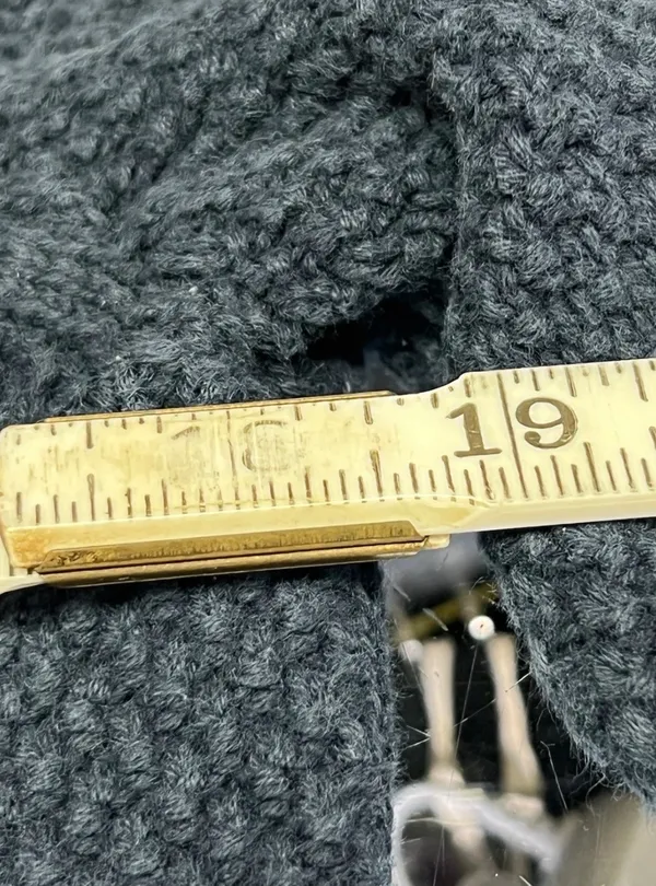 LL Bean Womens L Navy Blue Cable Knit Sweater Button Accent - Image 5