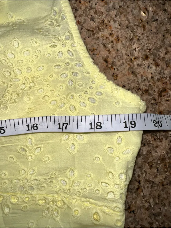 Commense Cotton Yellow Eyelet Midi Dress Scalloped V-Neck Sleeveless NWT Large - Image 4