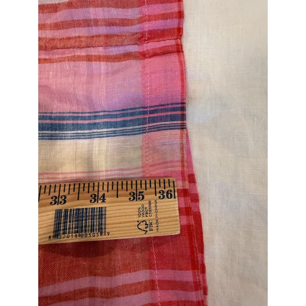 C&C California Sleeveless 100% Linen Plaid Mini Dress Pink Women's Size 6 Boho - Image 6