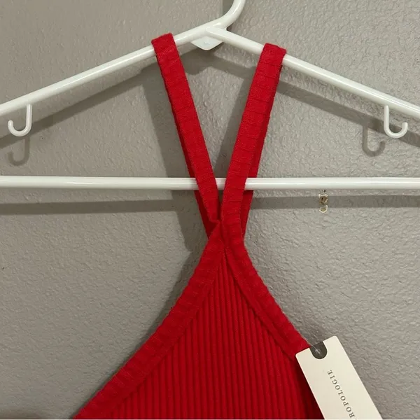 NEW Anthropologie t.la red ribbed halter neck cotton tank top women’s size small - Image 4