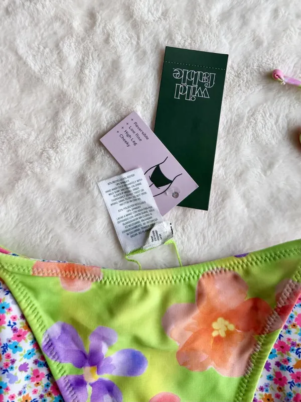 NWT Wild Fable Reversible High Leg Cheeky Side Tie Floral Bikini Bottom - XS - Image 2