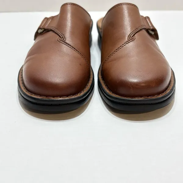 Clarks Women's Brown Leather Soft Cushion Clog Mule Size 7.5 Slip On - Image 6