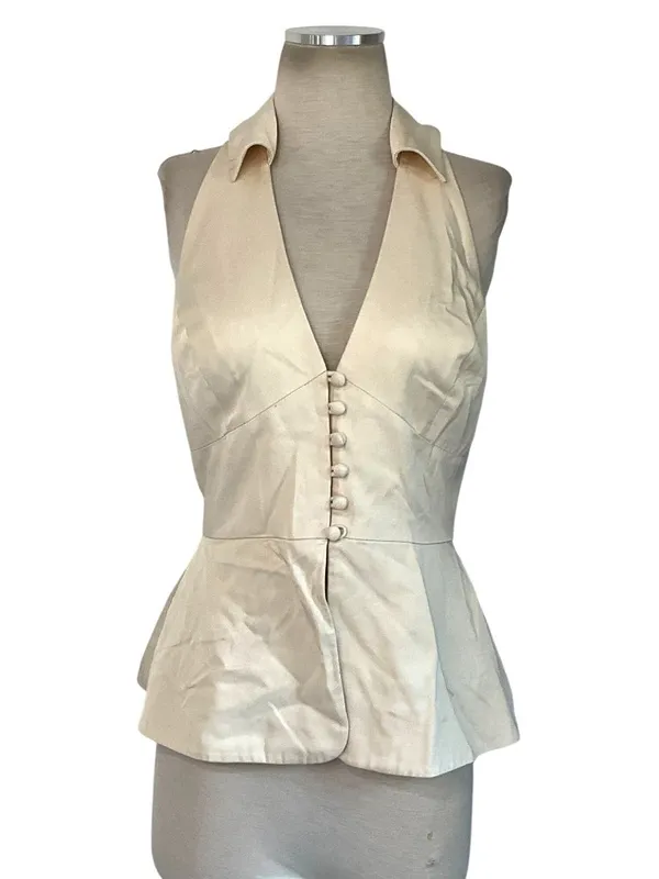 Reformation Rylan Top in Cream 8 Womens Sleeveless Collared Button up - Image 5