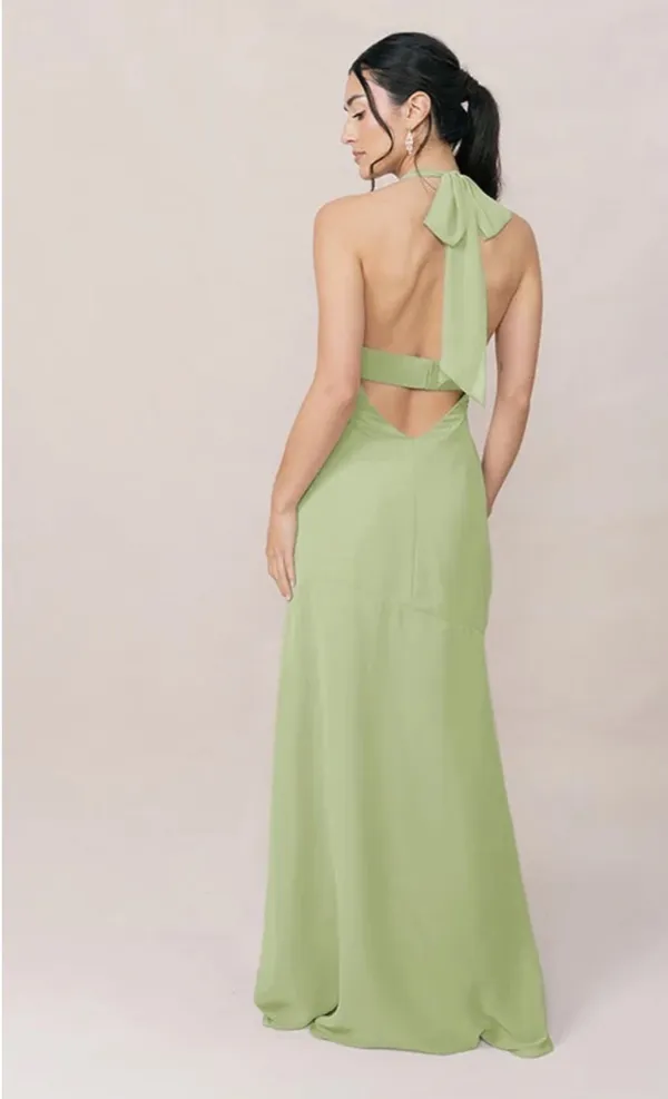 REVELRY Athena Chiffon Dress in Matcha - Image 2