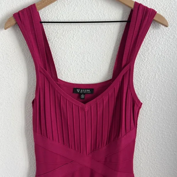 Guess Los Angeles Sleeveless Party Sheath Pink Dress Bondage Y2K 4 - Image 4