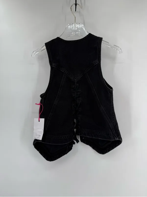 Free people Black Beckett Denim‎ Suit Size 27 Brand New Vest - Image 4