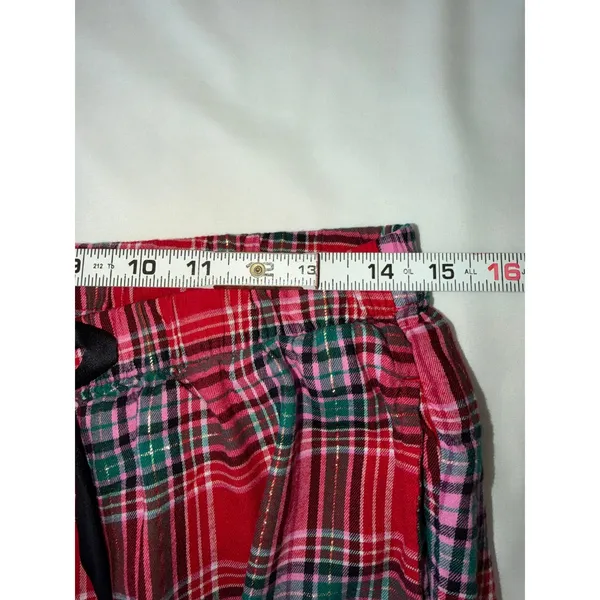 Victoria's Secret Plaid Flannel Pajama Set Size M Short Red Holiday Lurex EUC‎ - Image 10