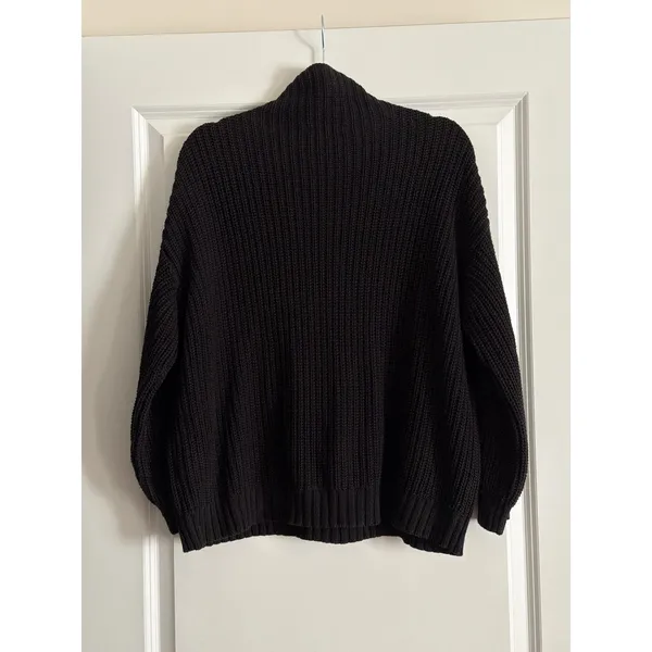 American Eagle Oversized Mock Neck Ribbed Knit Sweater Black XS/S - Image 2