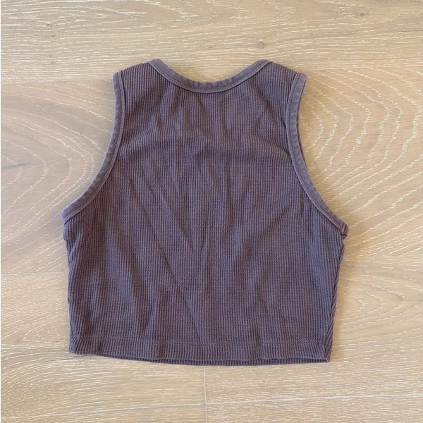White Fox Cropped Rib Top Society Size S Brown - Image 3