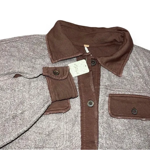 Free People‎ Shacket Oversized Button Down Utility Jacket Textured Cotton Blend - Image 5
