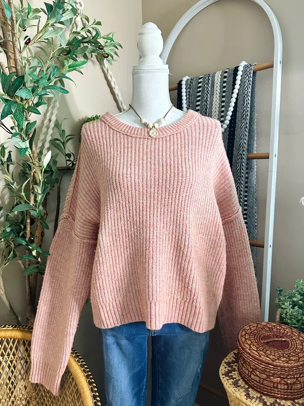American Eagle Pink Chunky Knit Boxy Oversized Sweater XL - Image 2