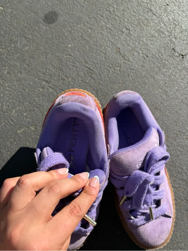 Savage X fenty X puma collab suede purple and red sneakers platforms 6 - Image 9