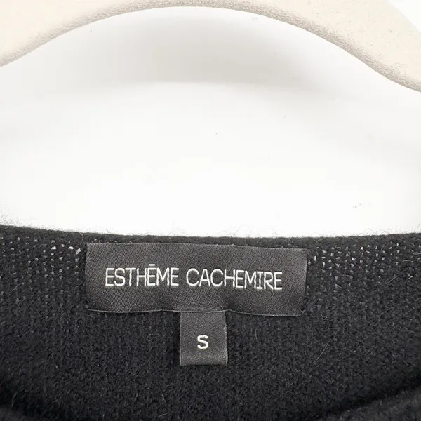 Estheme Cachemire Women Black 100% Cashmere Pointelle Minimalist Sweater Size S - Image 2