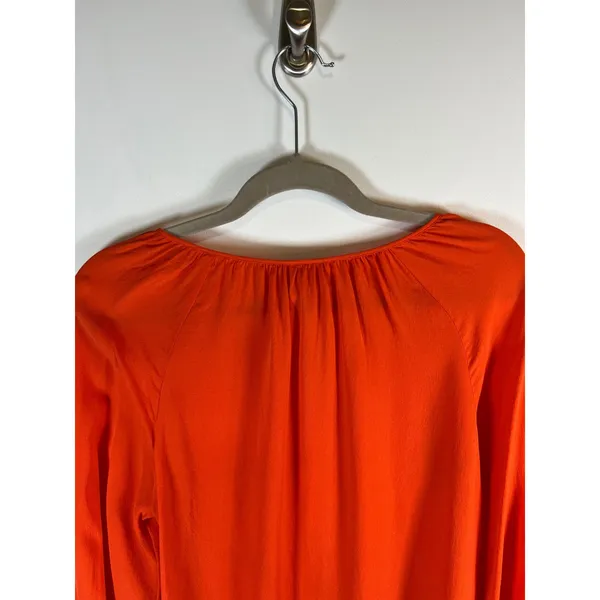 Tory Burch Orange 100% Silk Long Sleeve Blouse Top Style 11111168 Womens‎ Size 2 - Image 9