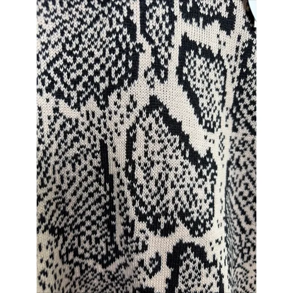 Day & Night Snakeskin Crewneck Sweater Womens Size L Tan Black Animal Print - Image 4