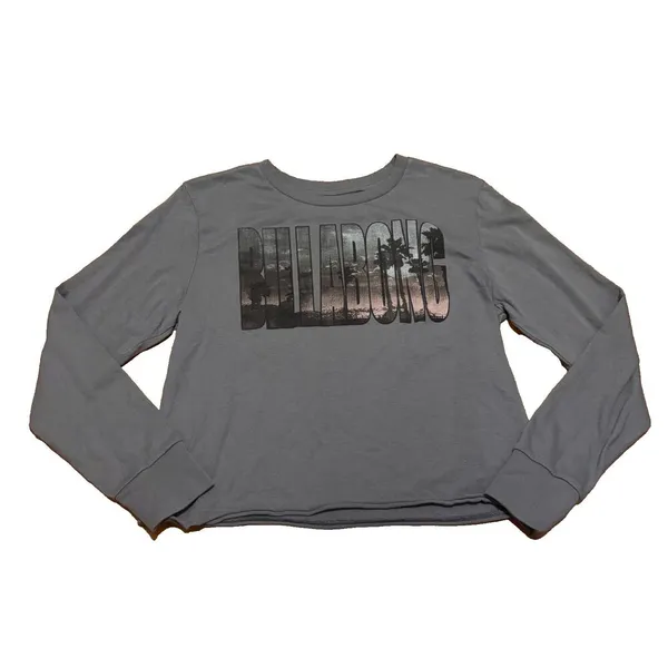 Billabong Ladies Logo Gray Long Sleeve T-Shirt Size S/P STYLE# JT87NBIT - Image 2