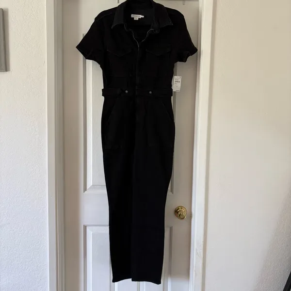 Good American Fit For Success Jumpsuit Black Stretch M One-Piece Utility Pockets - Image 4
