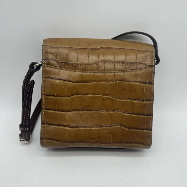 Dooney & Bourke Vintage Brown Croc Embossed Leather Crossbody Bag - Image 10