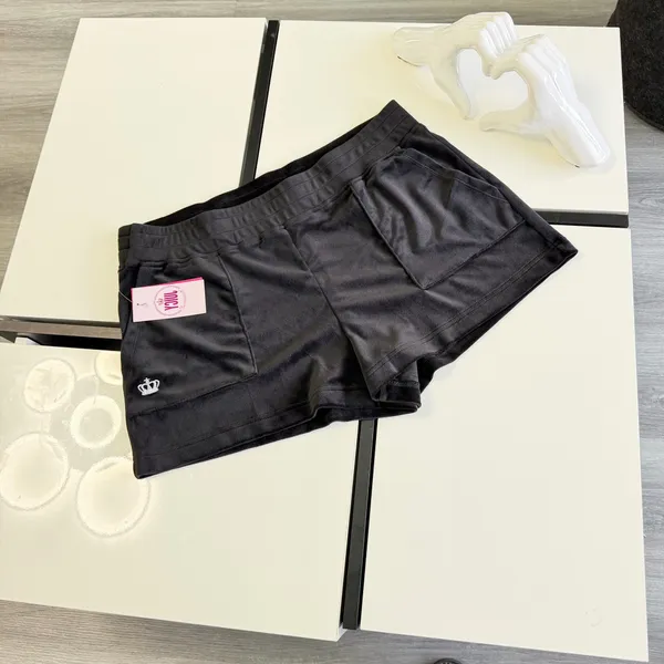 NWT Juicy Couture Women's Black Velour Shorts - Size Large 🖤✨ - Image 5