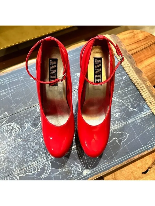 Red Patent Platform Heels | Jante | Size 8 Red - Image 7