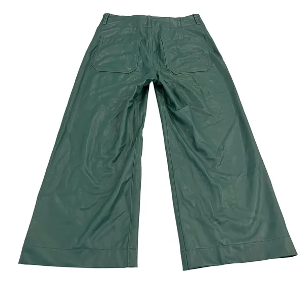 Maeve The Collette Faux Leather Green Wide Leg Cropped Pants Size 30 - Image 3