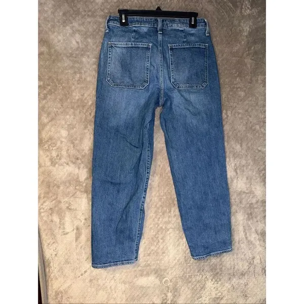 Old navy Dark Wash High Rise Loose Straight Leg Sz 6 Jeans Non Ripped #769 - Image 4