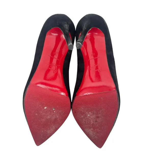 Christian Louboutin So Kate 120 Suede Pointed Toe Pumps Black Size 38 - Image 10