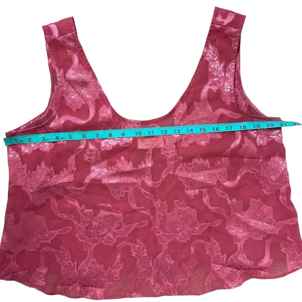 Vintage Victoria’s Secret Gold Label Satin Tank Top Pink Floral Size Large - Image 6