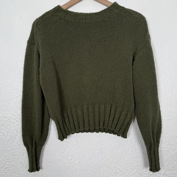 J.Crew Relaxed Crewneck Sweater Olive Green Size Medium - Image 2