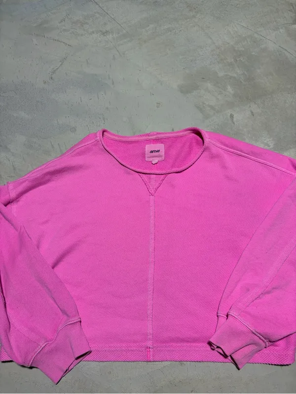 Aerie Cropped Pink Women's Sweatshirt xl - Image 2