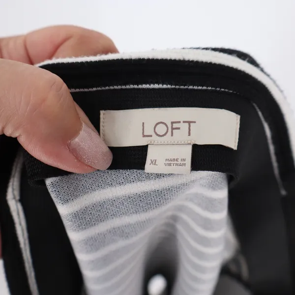 LOFT Skirt Womens XL Pencil Black White Striped Stretch Knit Excellent - Image 2