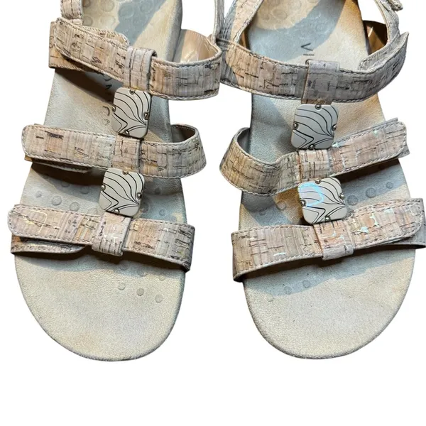 Vionic Amber Shoes Womens Size 8 Beige Cork Strappy Sandals Comfort Walking - Image 2