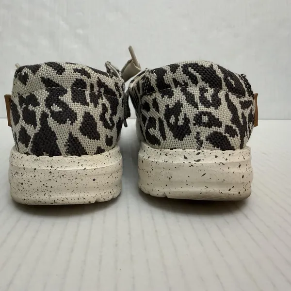 Hey Dude Wendy Woven Cheetah Shoes Womens 7 Beige Animal Print Slip On Canvas - Image 3