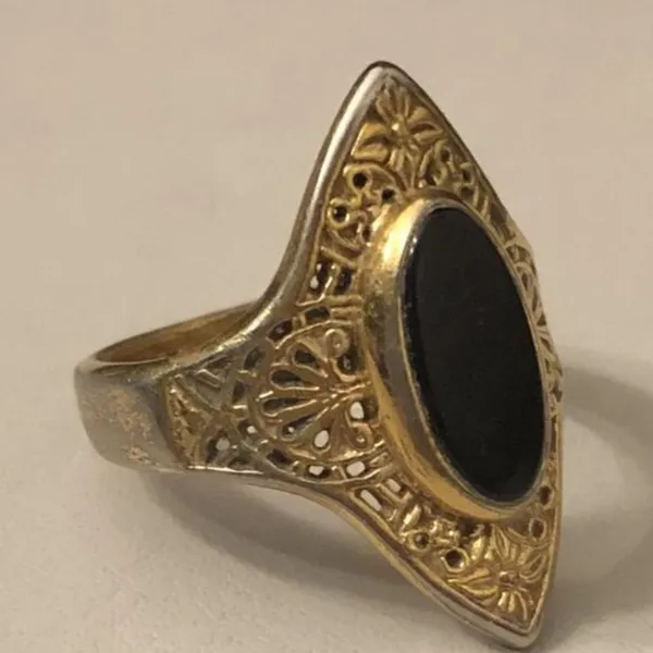 Vintage 18KGP VARGAS Black Center Ring Size 10 - Image 8